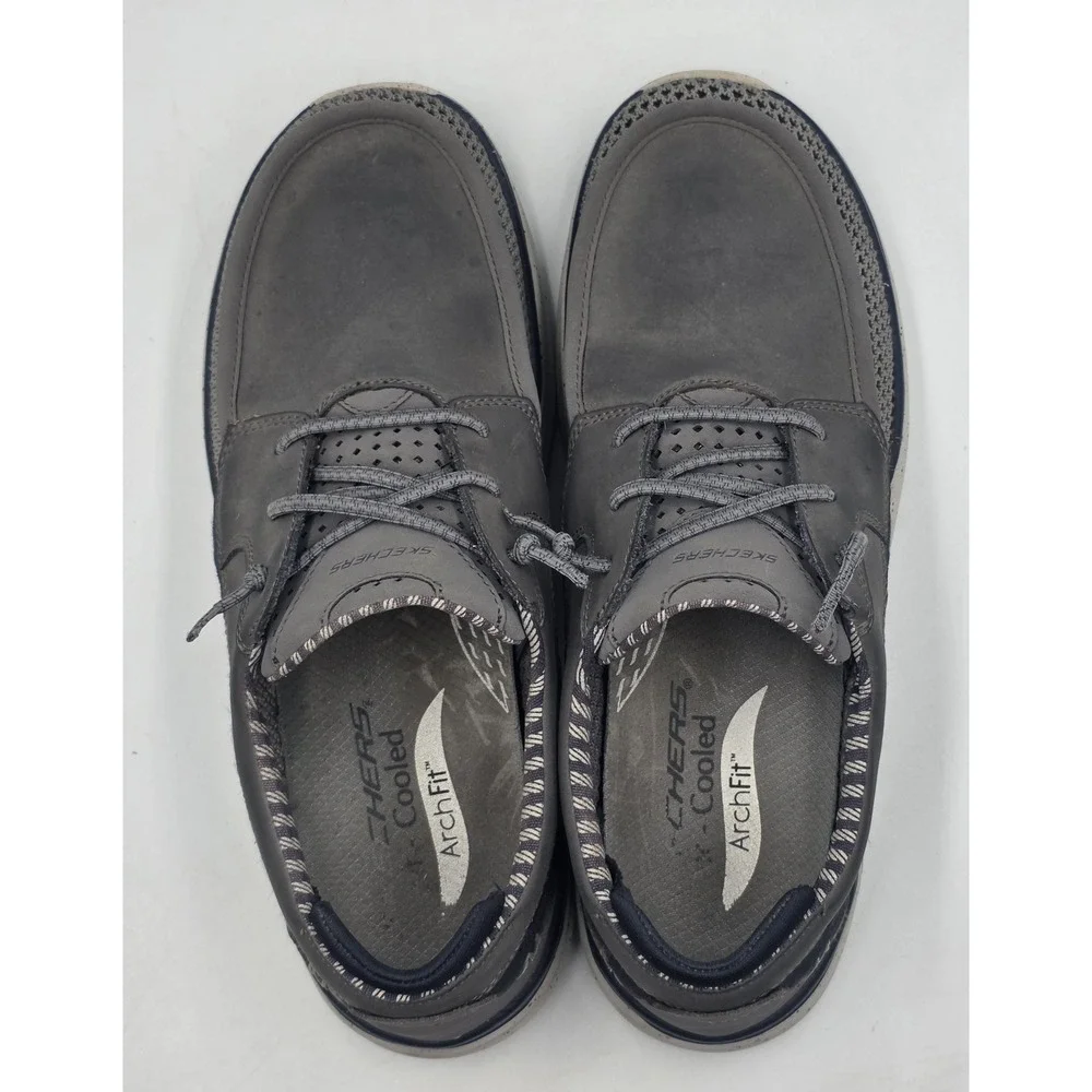 Skechers Arch Fit Melo Waymer Mens 9 Charcoal Slip On Walking Shoes Gray